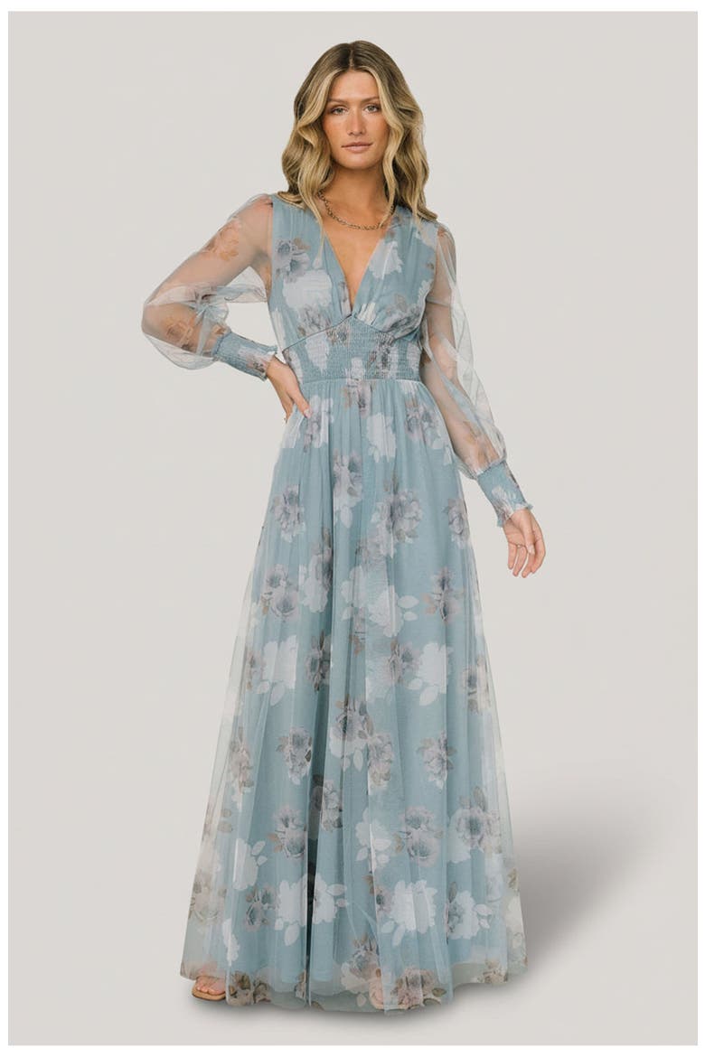 Layla Tulle Maxi Dress, Main, color, Light Blue Floral