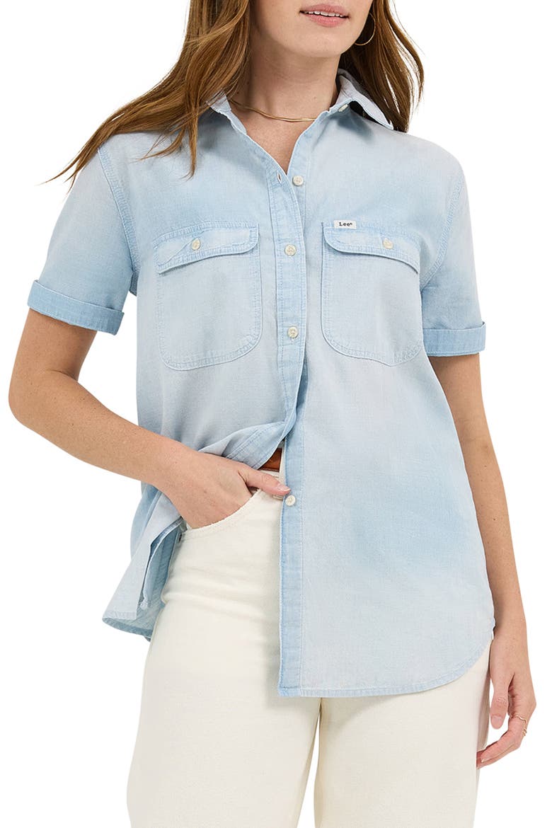 Chambray Utility Shirt, Main, color, ENDLESS LIGHT