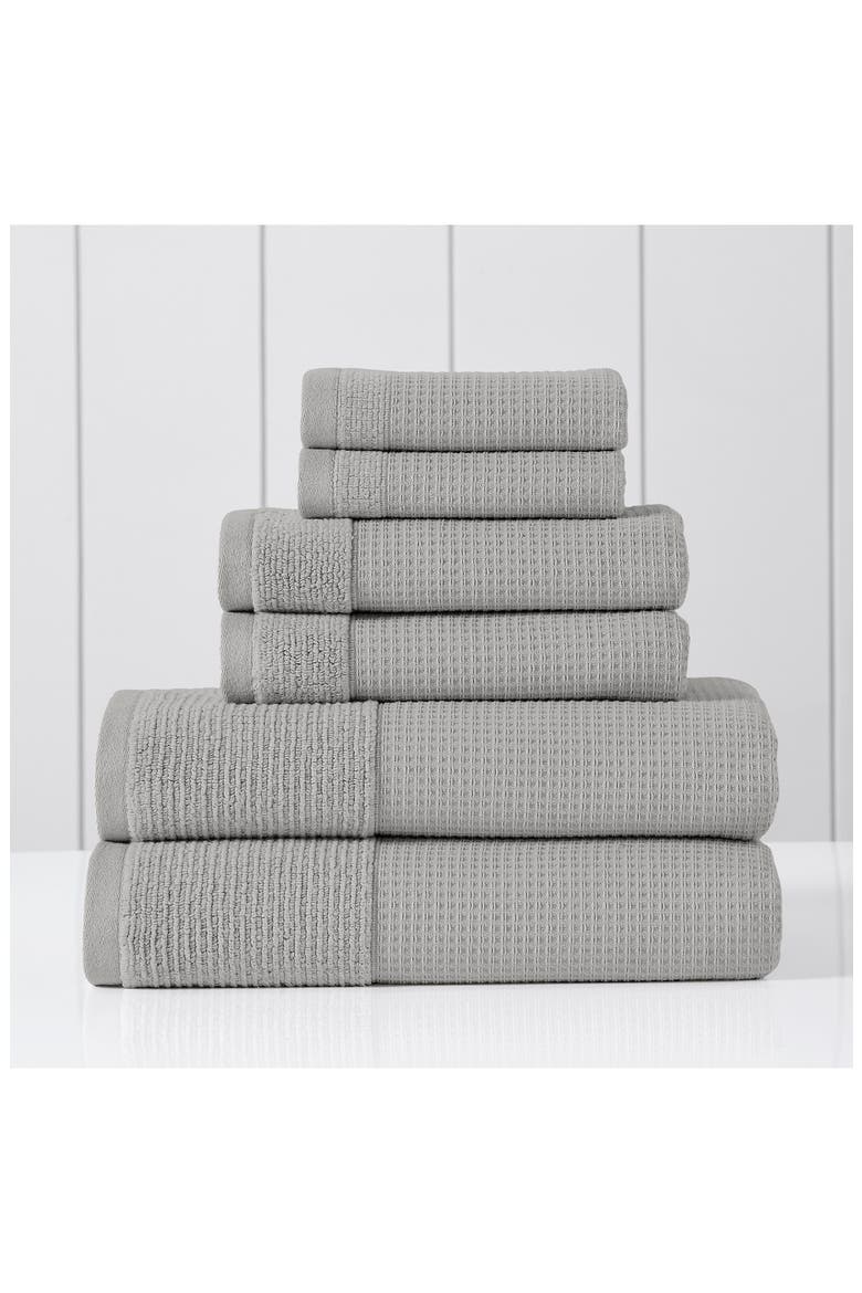 Waffle Rib 6-Piece Towel Set, Alternate, color, OYSTER