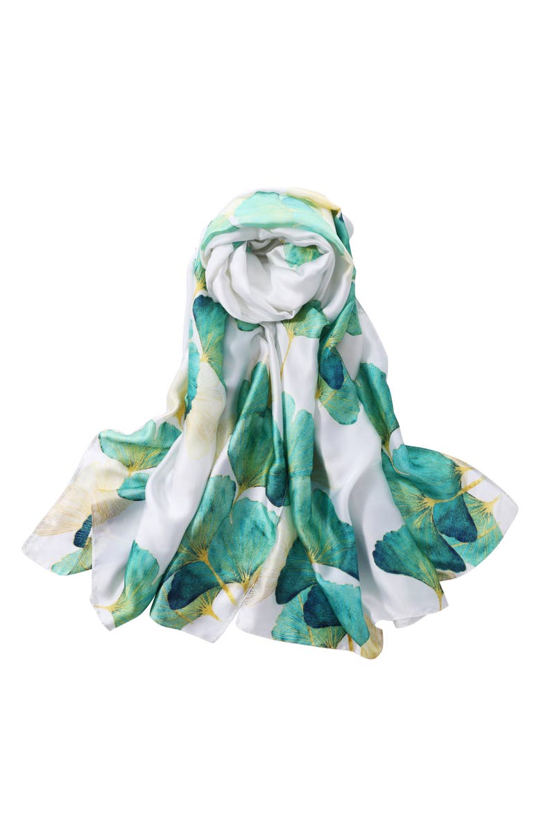 Youzey Clover Green & White Lightweight Scarf, Alternate, color, Green/White