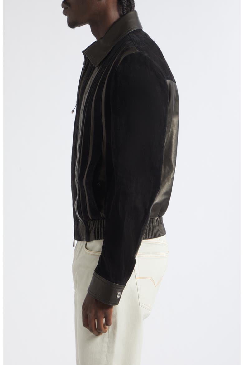 Mixed Media Blouson Jacket, Alternate, color, BLACK