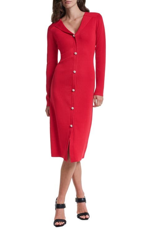 Jewel Long Sleeve Midi Sweater Dress