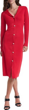 KARL LAGERFELD PARIS Jewel Long Sleeve Midi Sweater Dress