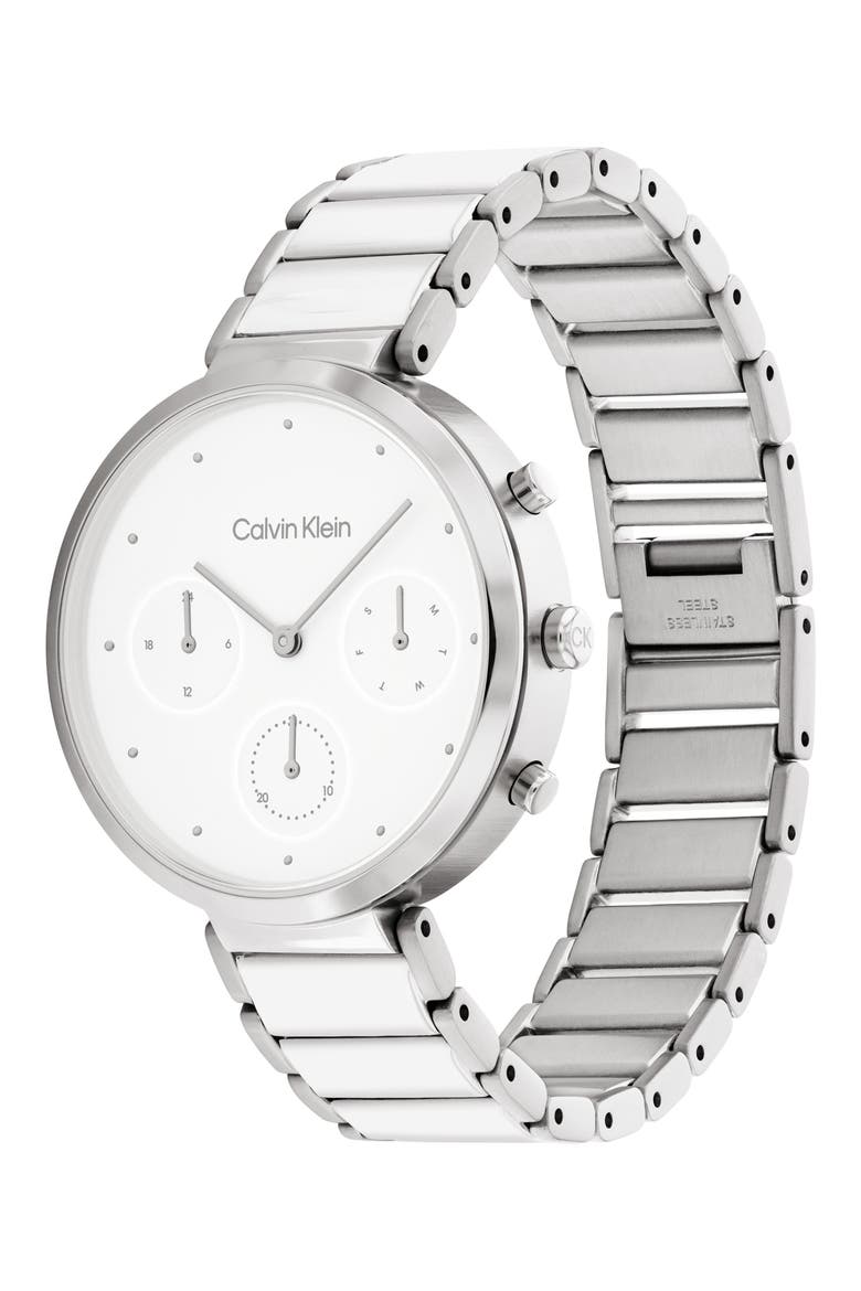 Minimalistic T-Bar Mesh Bracelet Watch, 36.5mm, Alternate, color, SILVER