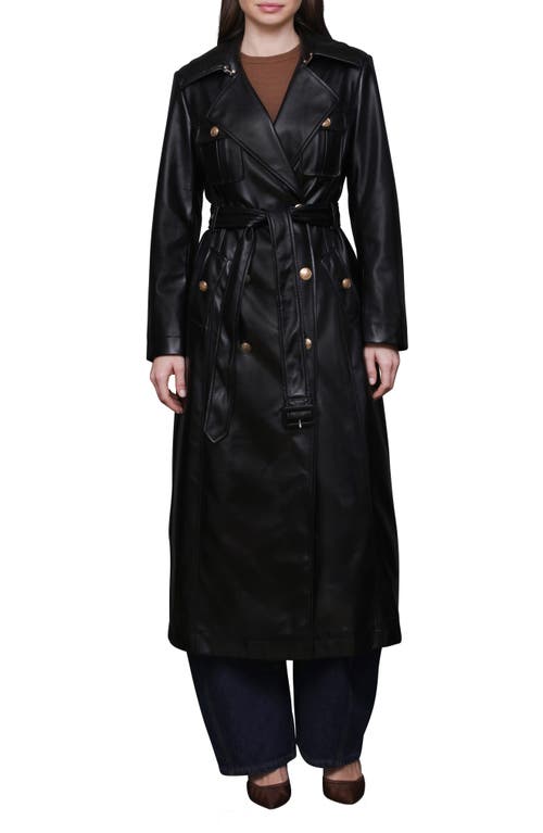 Avec Les Filles Belted Faux Leather Utility Trench Coat