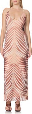 AFRM Romy Print Mesh Slipdress