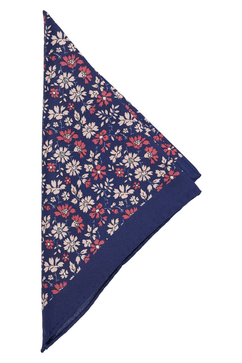 Floral Pocket Square, Alternate, color, NAVY