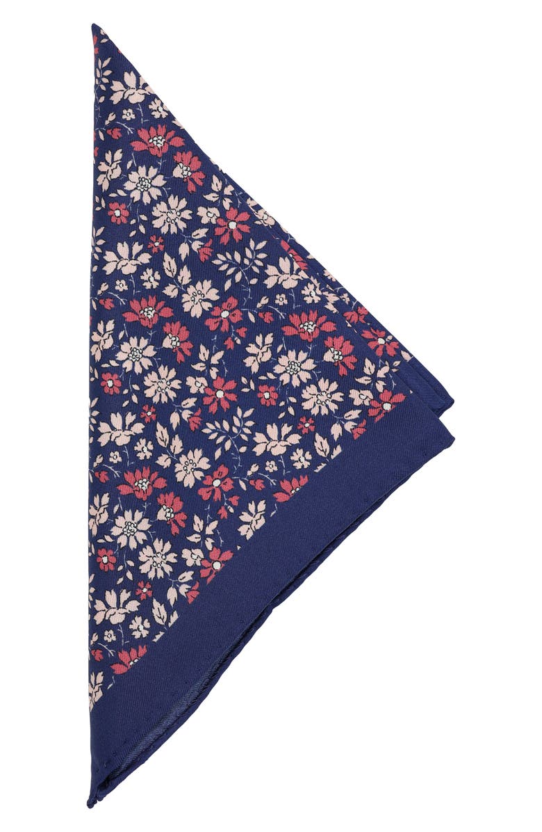 Ben Sherman Floral Pocket Square, Alternate, color, Navy