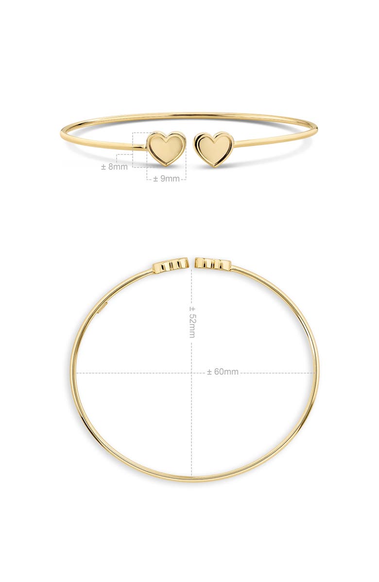 DEVATA Double Sweet Heart Bangle Bracelet in 14K Gold, Alternate, color, Yellow Gold