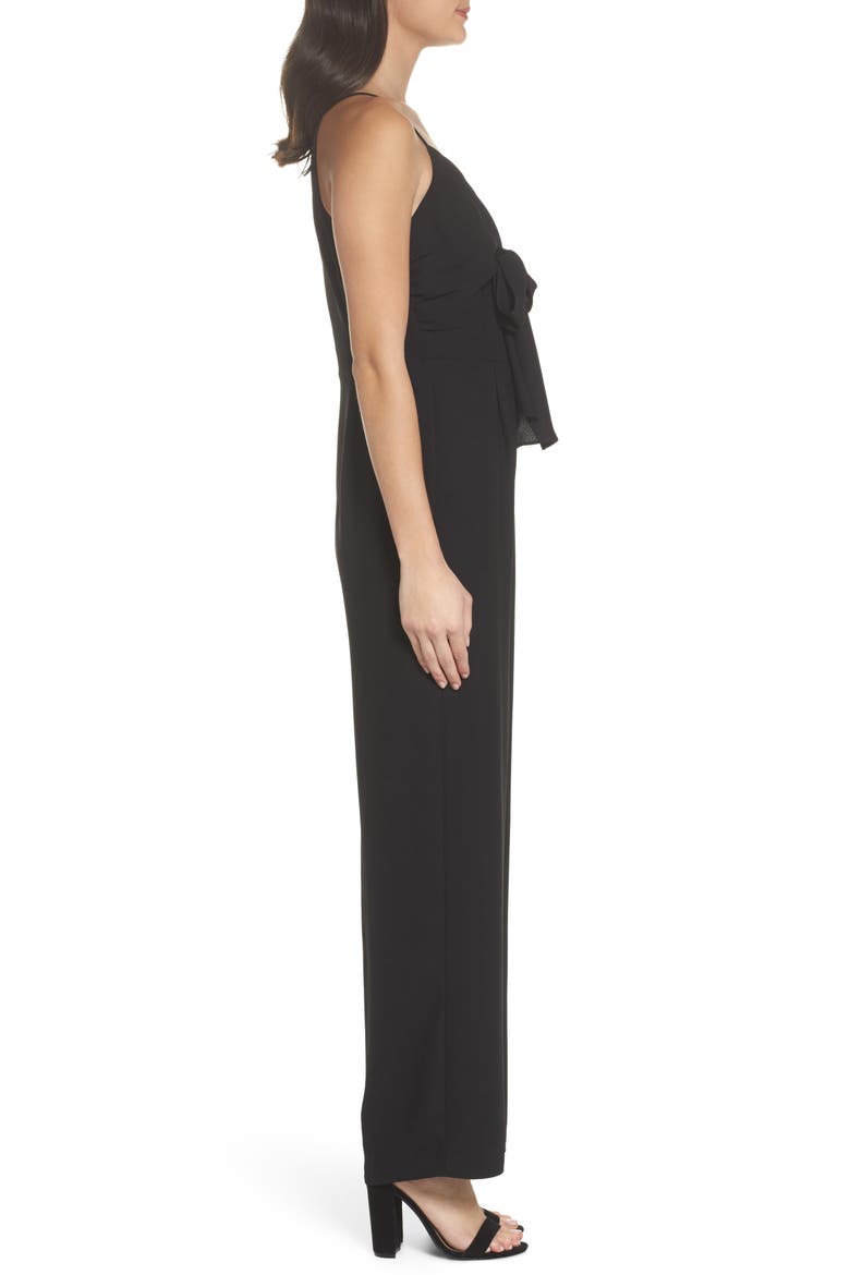 Tie Front Jumpsuit, Alternate, color, BLACK