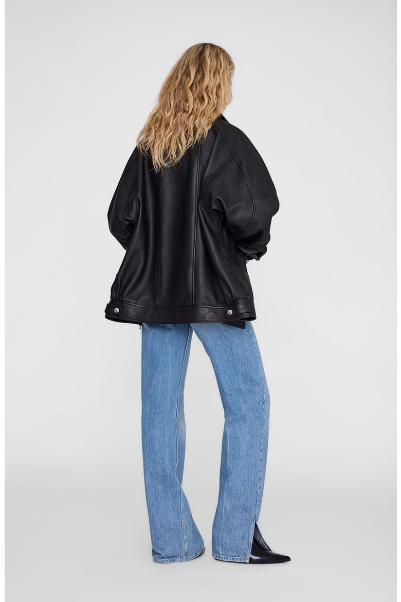Sandy Leather Jacket, Alternate, color, Black