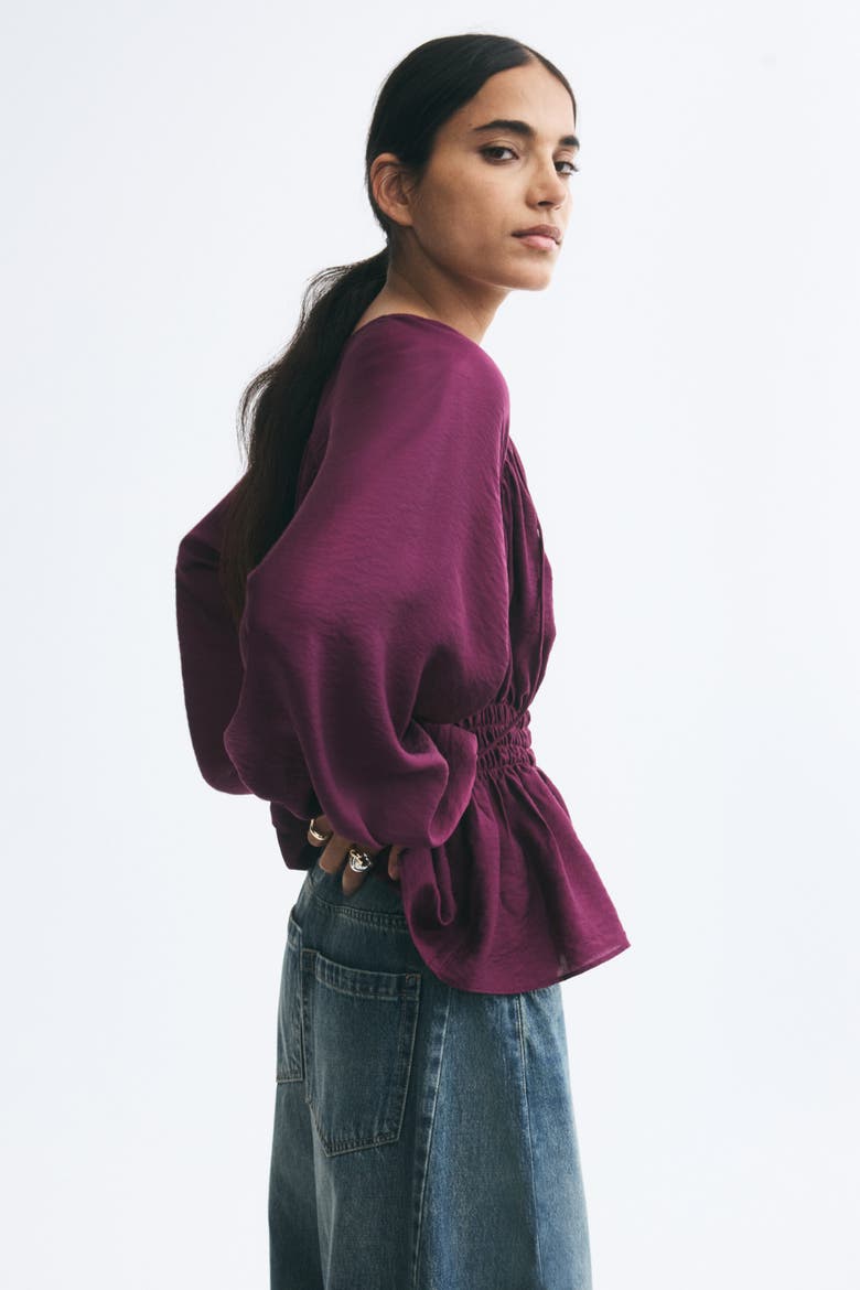 Smocked Blouse, Alternate, color, Dark purple