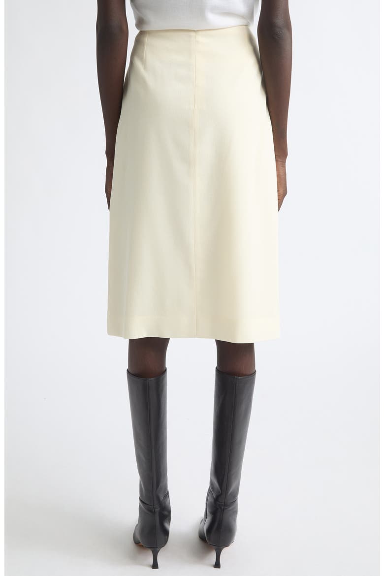 Pleat Godet Wool Sablé Skirt, Alternate, color, PORCELAIN