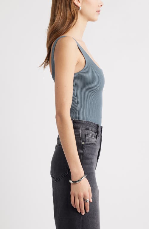 Open Edit Luxe Sculpt Rib Tank In Blue Weather