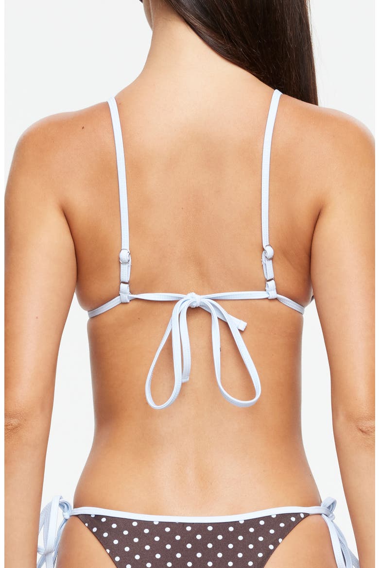 Ramirez Polka Dot Triangle Bikini Top, Alternate, color, CHOCOLATE BLUE POLKA