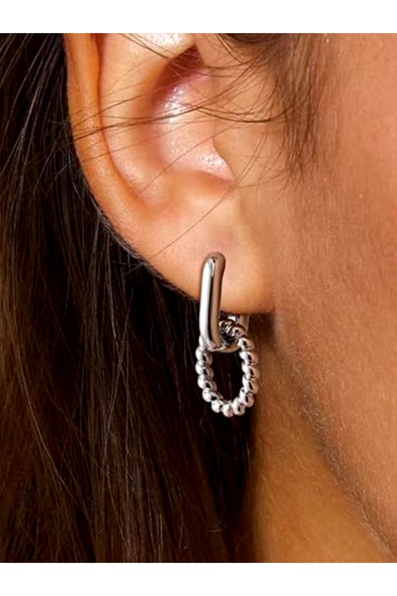 Double Hoop Twist Huggie Drop earrings, Alternate, color, Silver