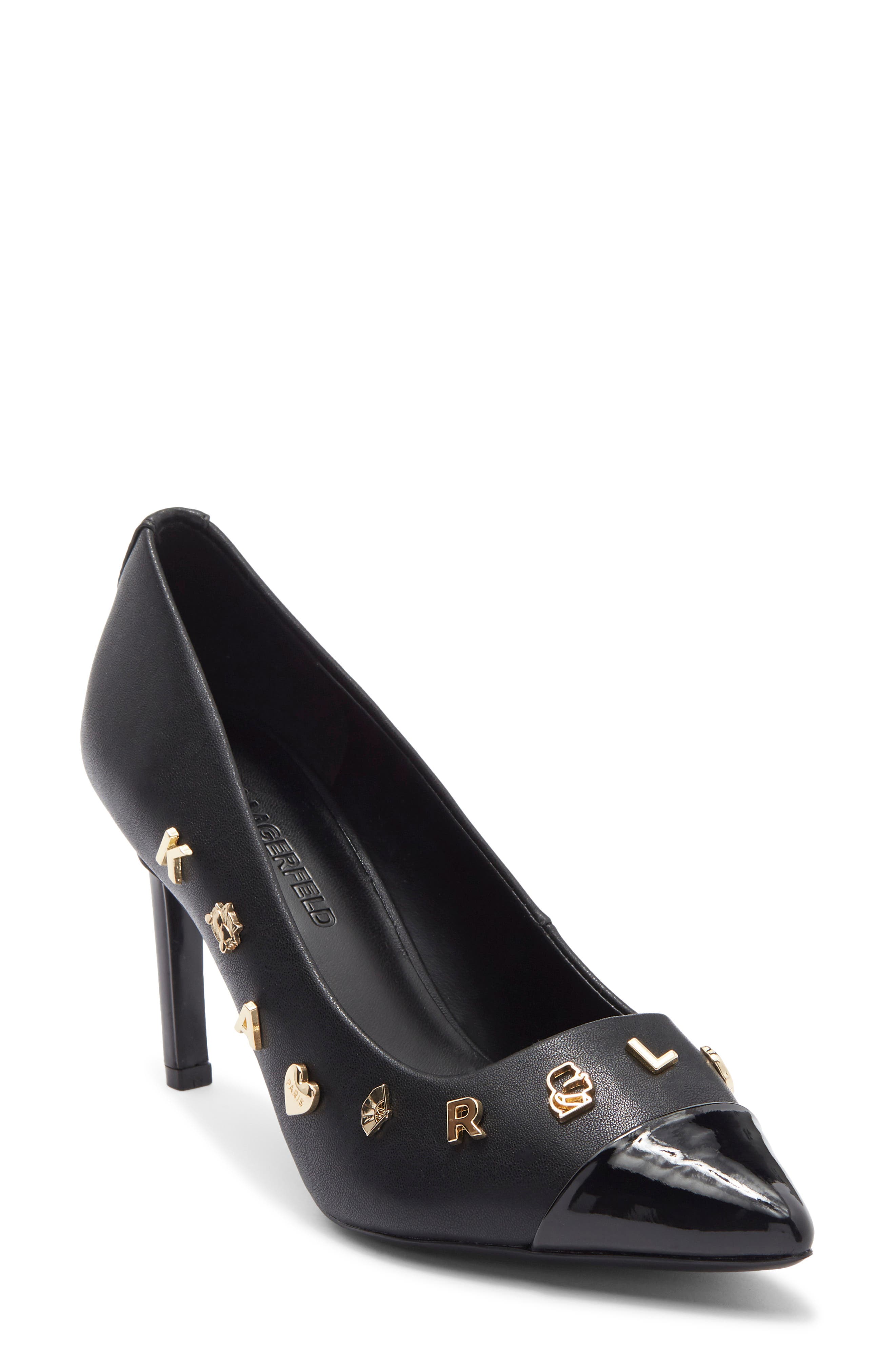 KARL LAGERFELD PARIS Gloria Pins Cap Toe Pump, Main, color, 