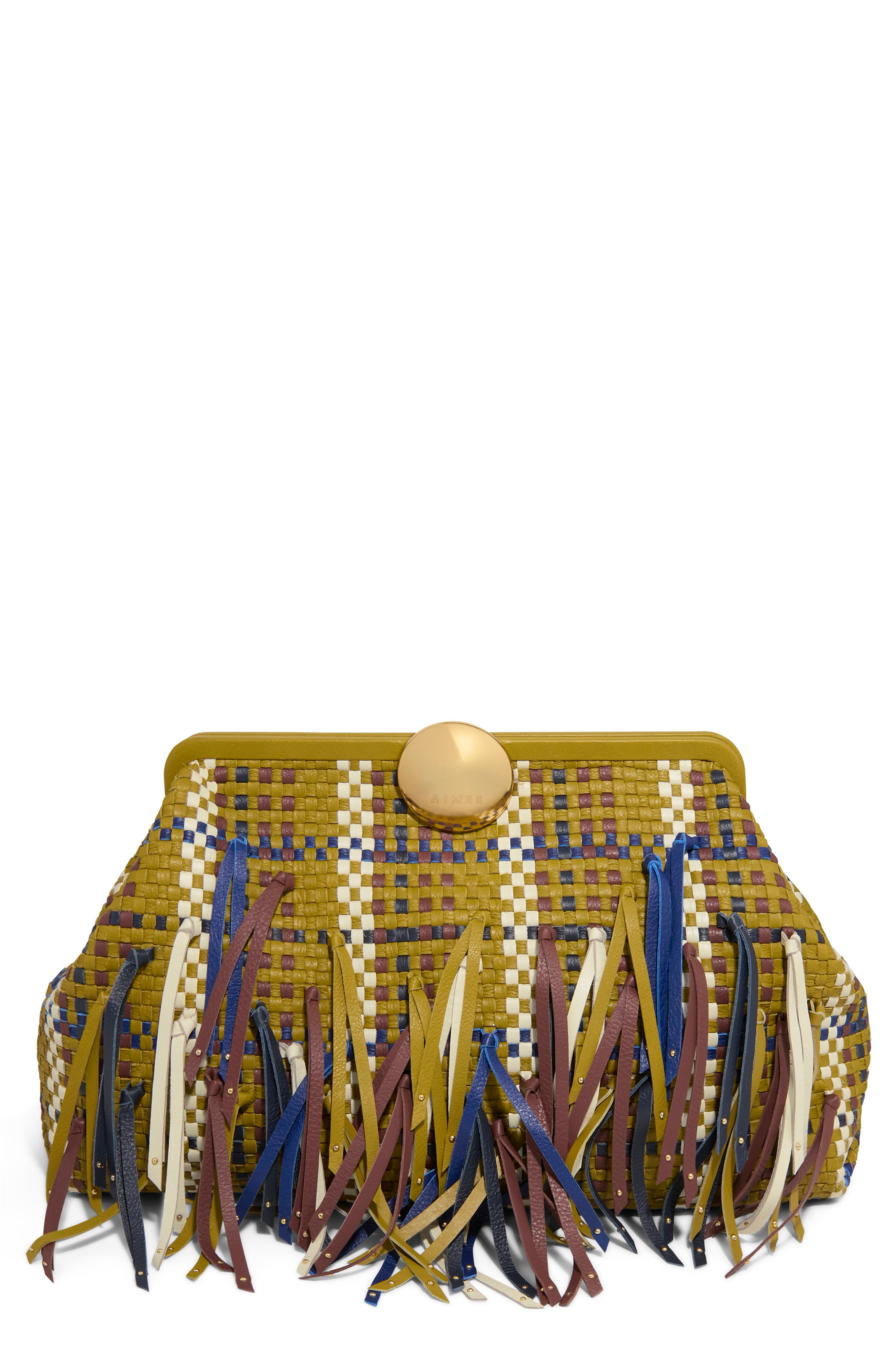 AIMEE Full Circle X-Large Clutch, Main, color, Fringe Woven