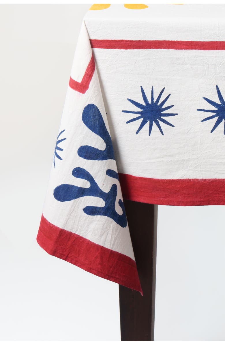 Inner Child Celestial Matisse Blockprint Tablecloth, Alternate, color, Multi - 70X120