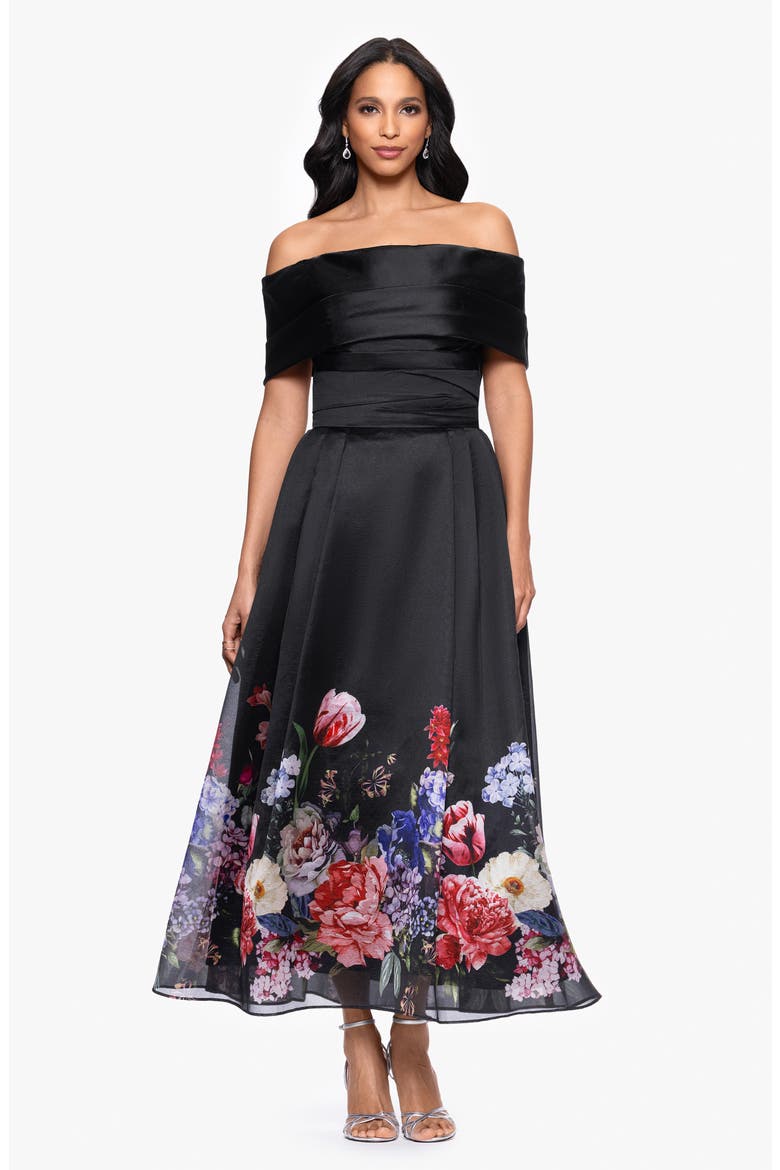 black floral off the shoulder dress Black Floral Prom Dresses Off the Shoulder Formal Dress 24033 Custom Colors / US14
