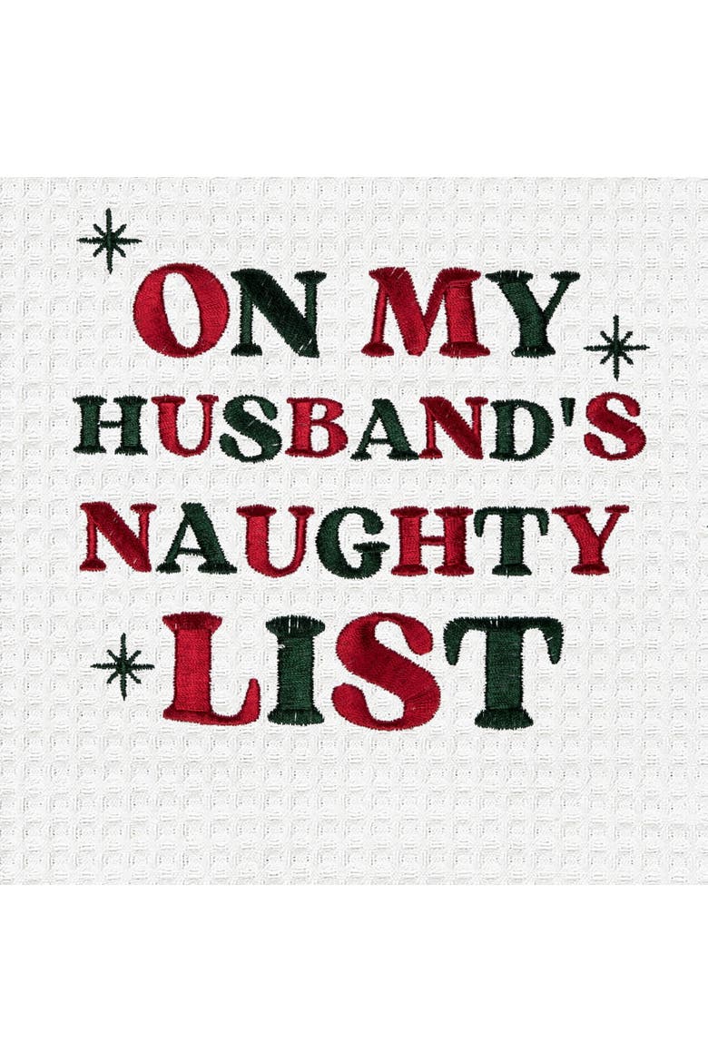 Husband's Naughty List Christmas Towel, Alternate, color, Green