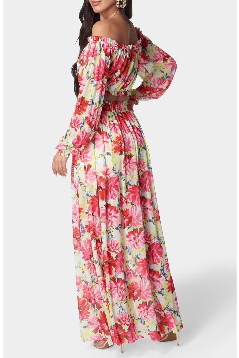 Long Sleeve Crop Top & Maxi Skirt Set, Alternate, color, IVY/ MULTI