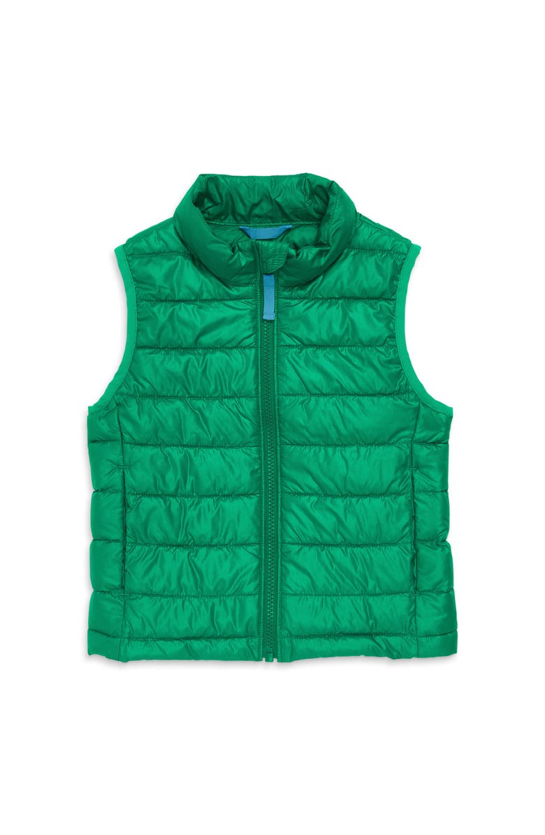 Primary Kids Lightweight Puffer Vest, Main, color, Green Bean