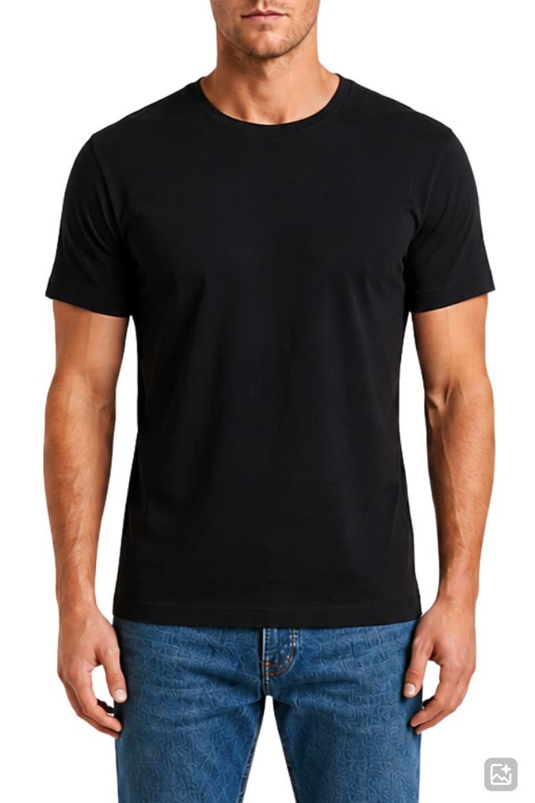 Casual Crewneck T-Shirt, Main, color, BLACK