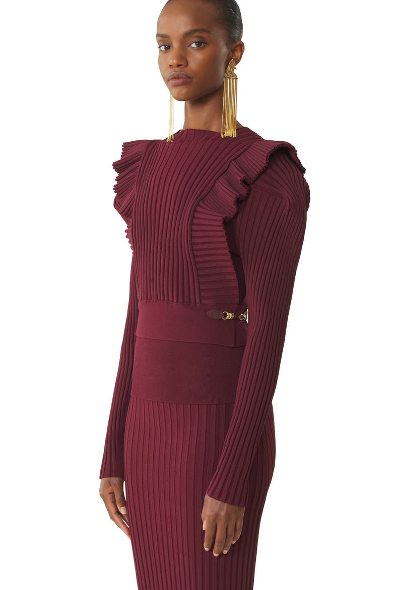 Viscose Bib Sweater, Alternate, color, Red