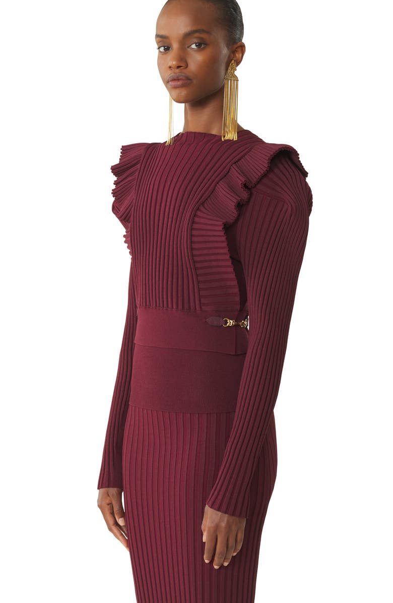 Lanvin Viscose Bib Sweater, Alternate, color, Red