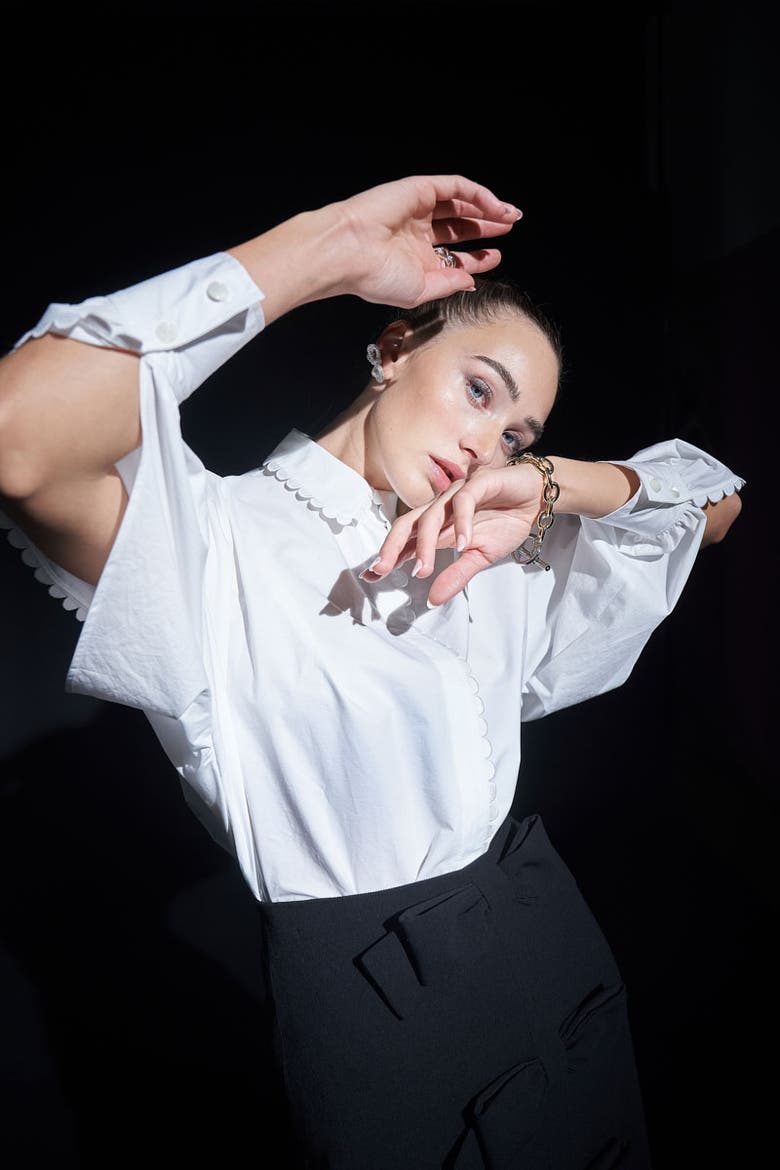 Cotton Poplin Blouse With Slits, Alternate, color, White