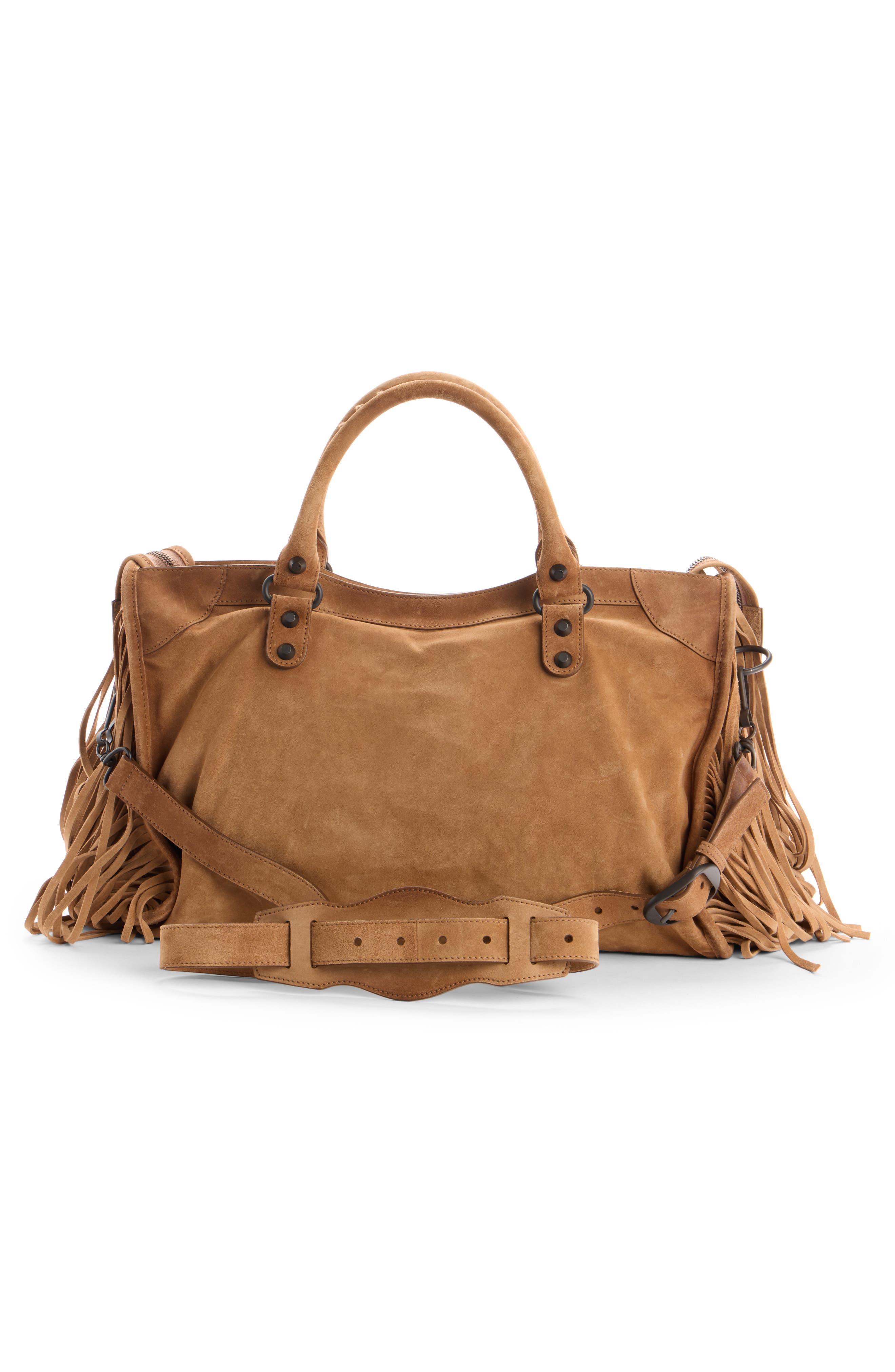 Small Le City Fringe Suede Leather Crossbody Bag, Alternate, color, 2533 CAMEL