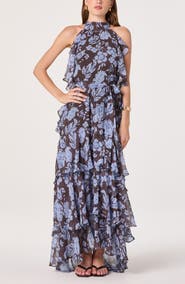 ASTR the Label Floral Ruffle High Neck Maxi Dress