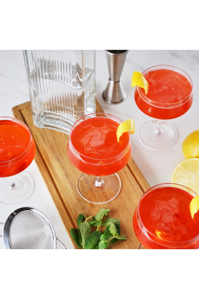 Raye Crystal Angled Coupe Glasses Set of 4, Alternate, color, Clear