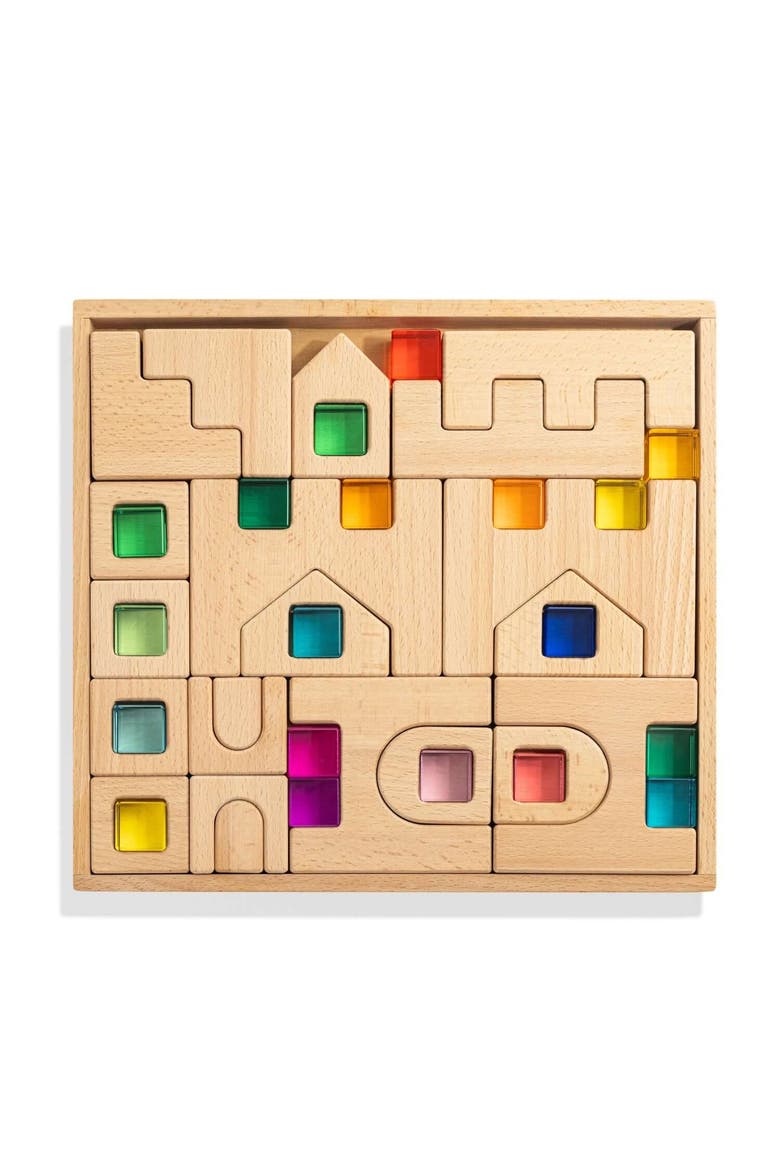 Barca Castle Wood & Acrylic Construction Block Set, Main, color, Multicolor