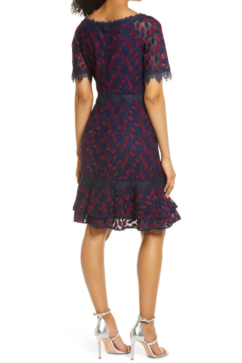 Lace Sheath Dress, Alternate, color, NAVY/BERRY