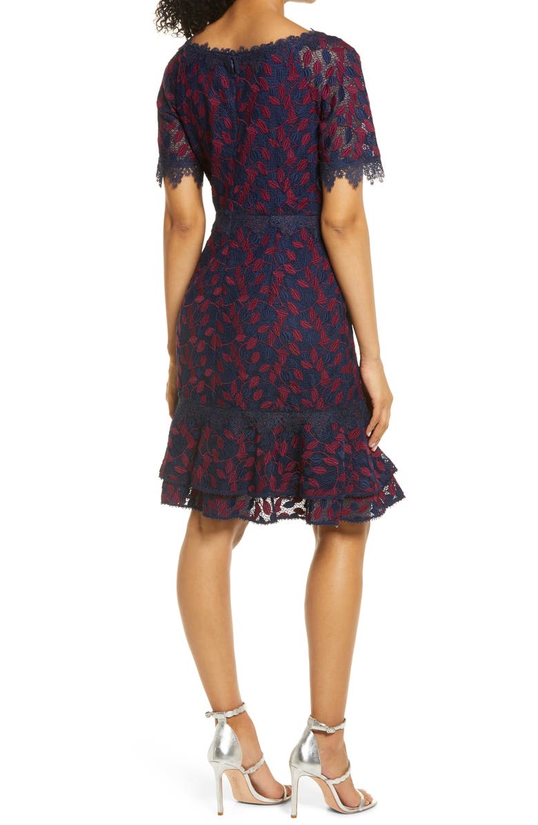 Shani Lace Sheath Dress, Alternate, color, Navy/Berry