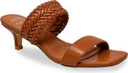 CHASE AND CHLOE Woven Double Strap Kitten Heel Sandal