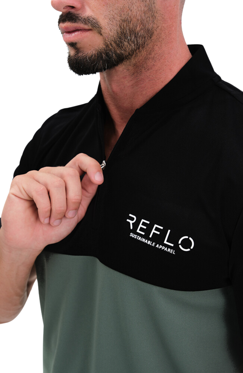 Reflo Tobol Modern Zip Performance Polo, Alternate, color, Black