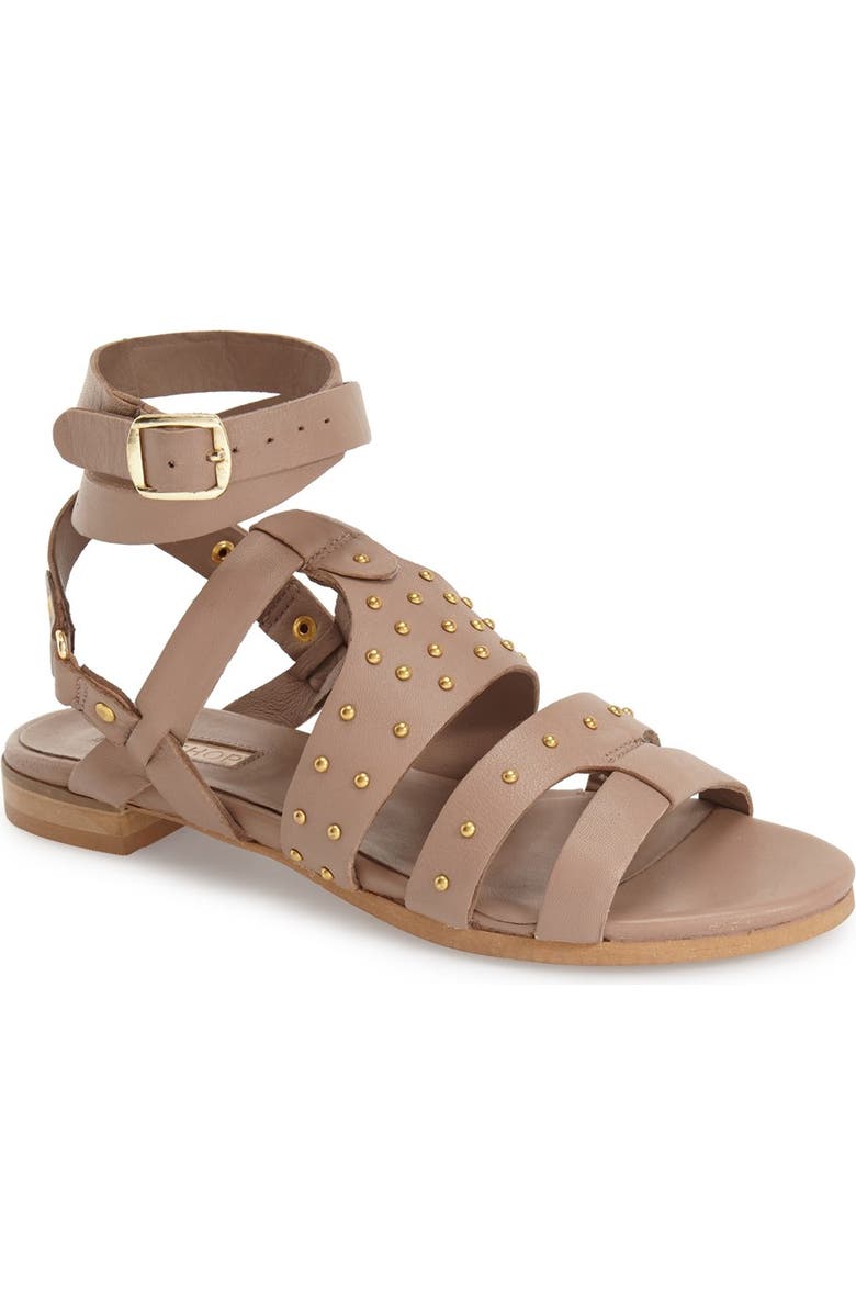 Topshop 'Flame' Stud Wraparound Ankle Strap Sandal, Main, color,