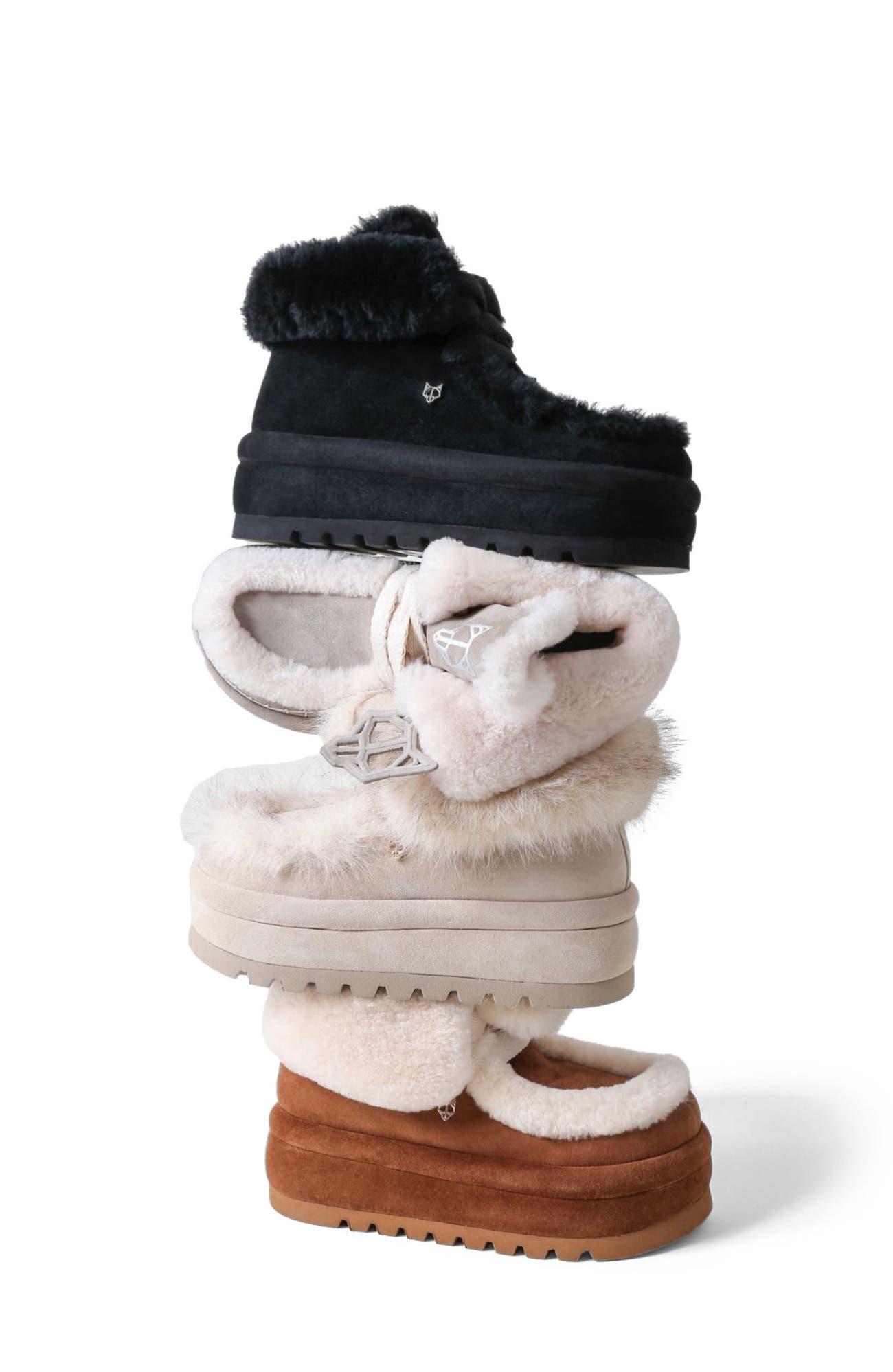 Naked Wolfe Bambi Black Suede/Shearling, Alternate, color, Black