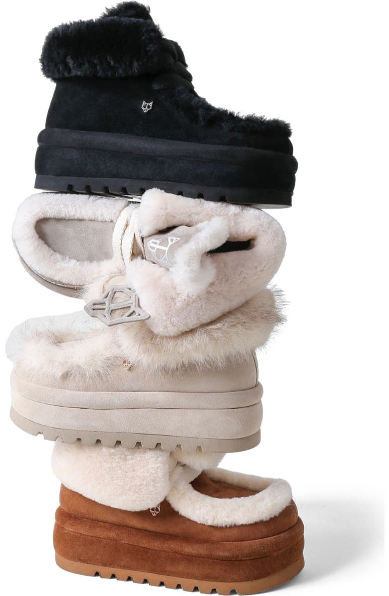 Naked Wolfe Bambi Black Suede/Shearling, Alternate, color, Black