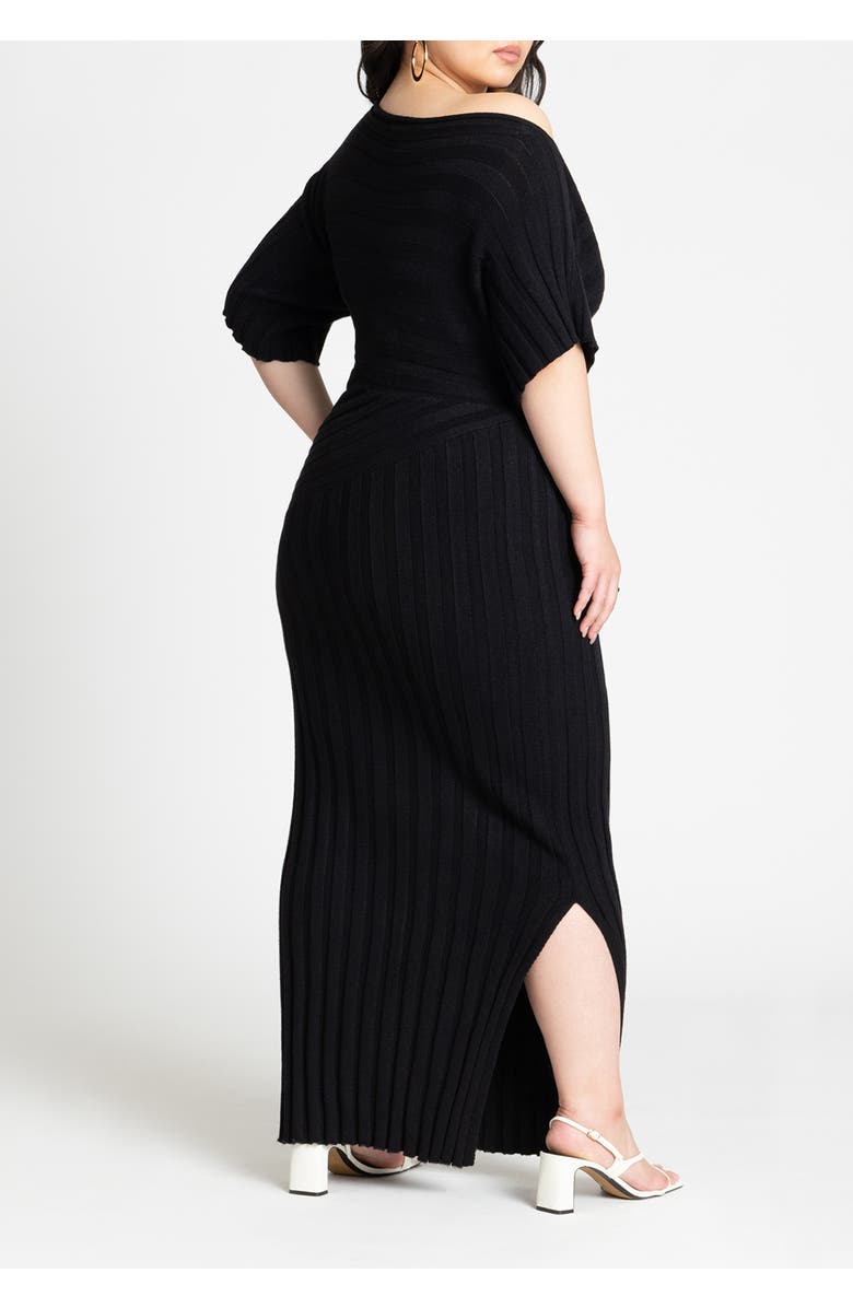 ELOQUII Mixed Directional Rib Midi Dress, Alternate, color, Black Onyx