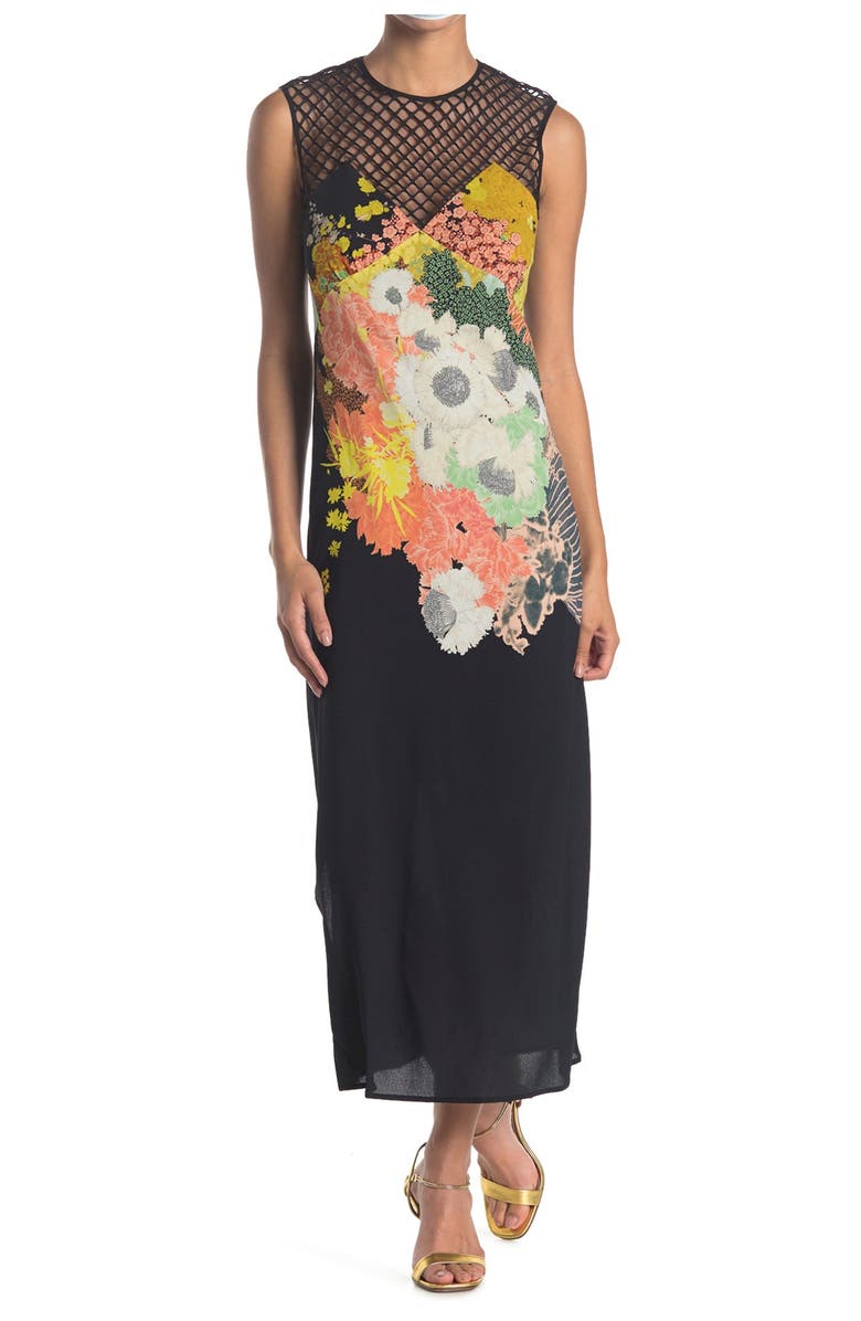 Dries Van Noten Mesh Yoke Floral Maxi Dress, Main, color, 
