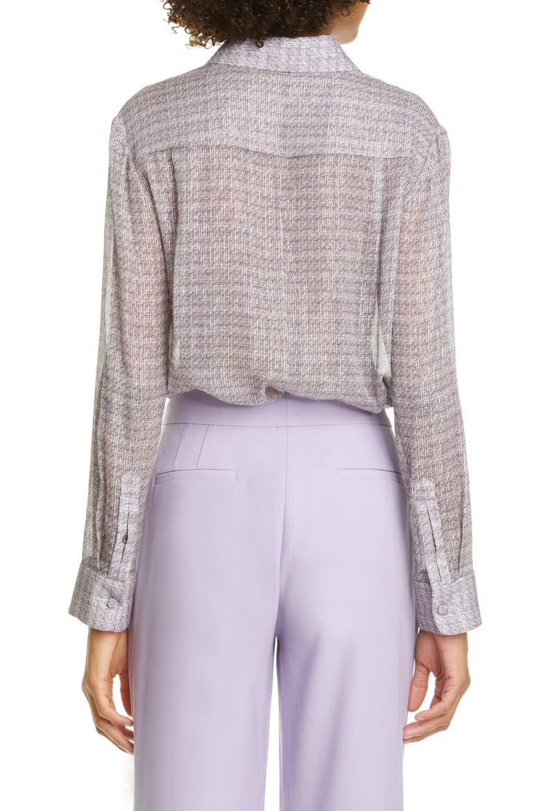 Print Metallic Silk Chiffon Blouse, Alternate, color, LAVENDER MULTI