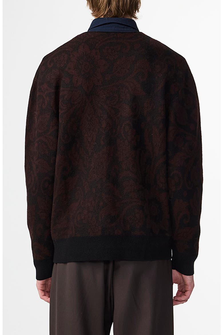 Michael Jacquard Boiled Wool Cardigan, Alternate, color, BLACK