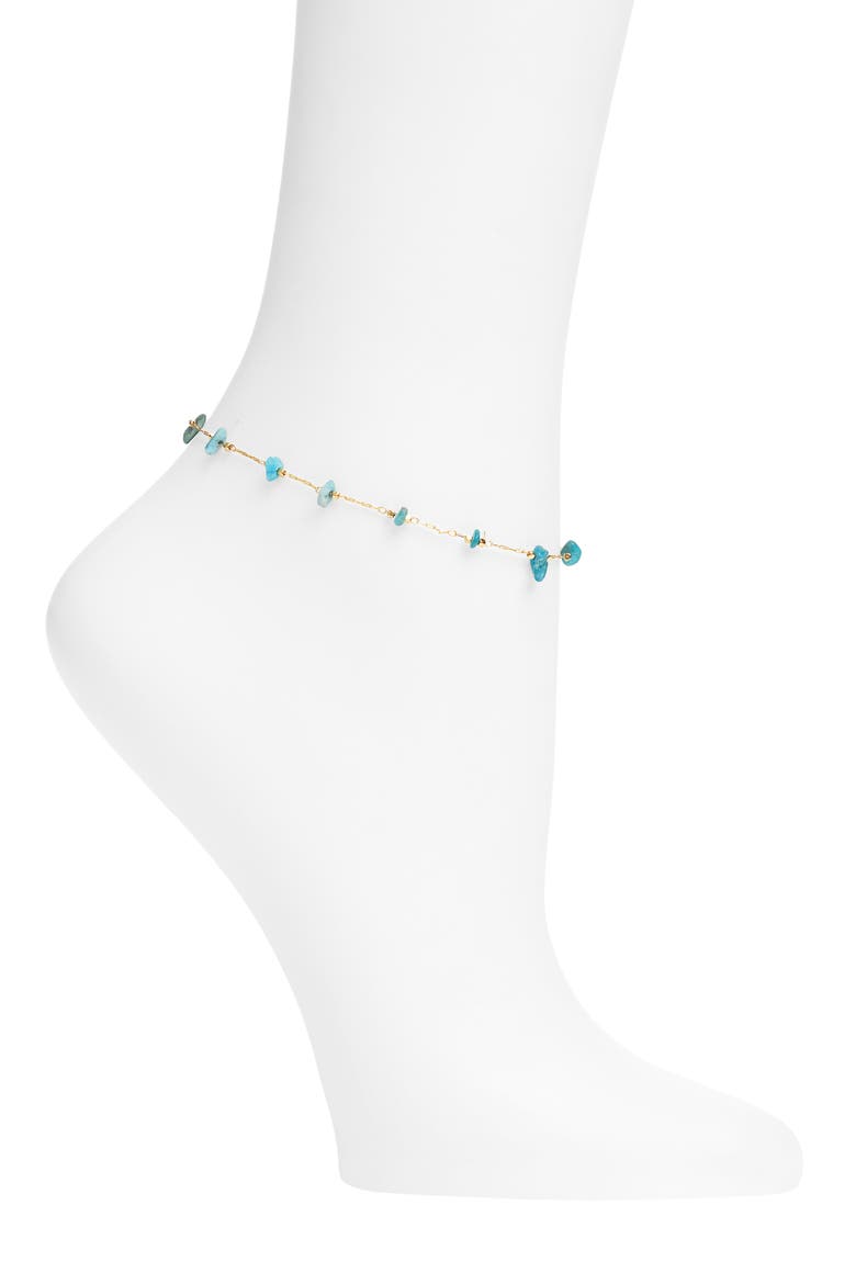 Turquoise Anklet, Main, color, GOLD