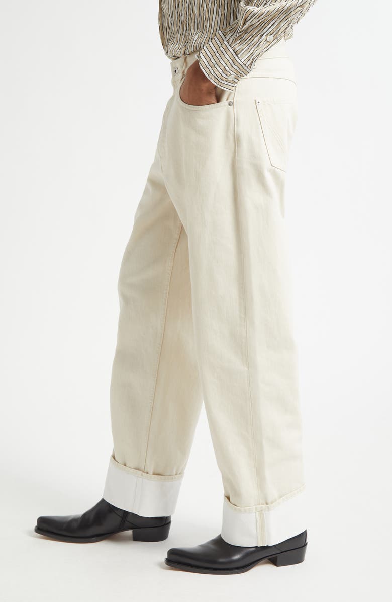 Bottega Veneta Turned Up Straight Leg Jeans, Alternate, color, 9247 Pale Meringue