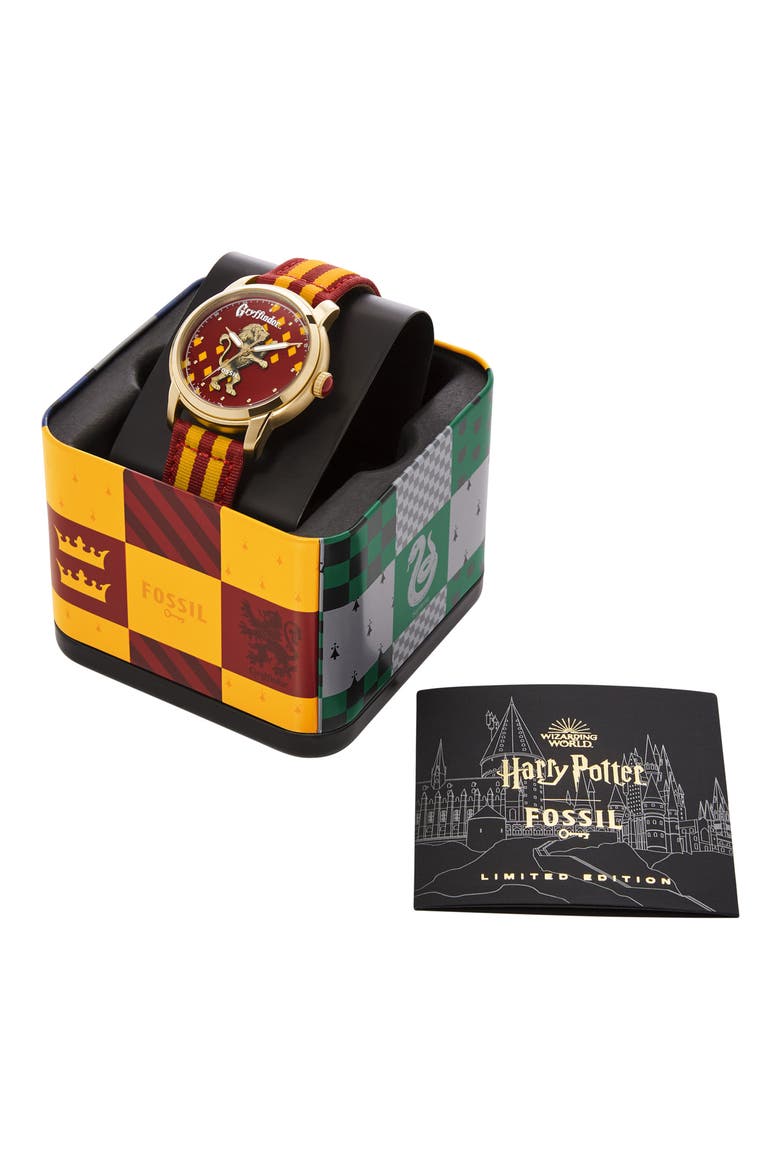 x Harry Potter™ Limited Edition Gryffindor™ Hogwarts™ House Strap Watch, 40mm, Alternate, color, GOLD/RED