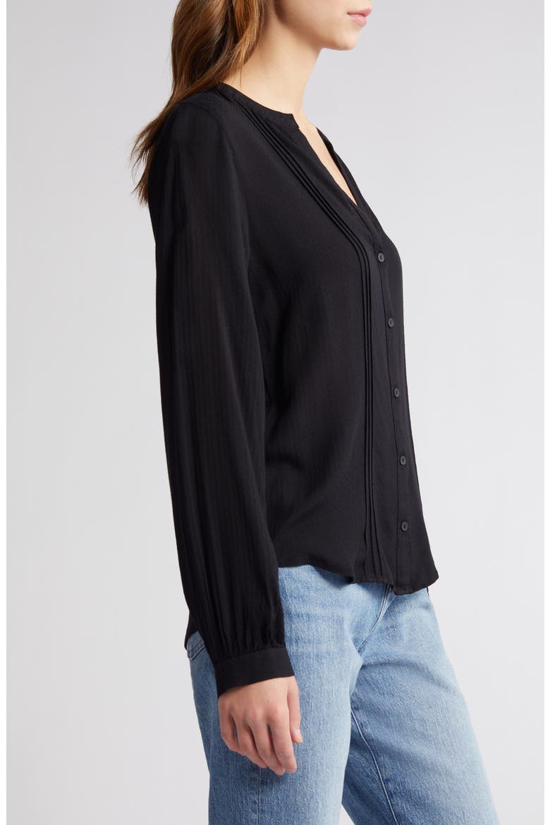 Pleated Long Sleeve Peasant Blouse, Alternate, color, BLACK